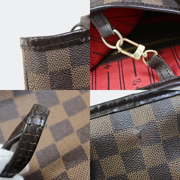 LOUIS VUITTON Neverfull MM Shoulder Tote Bag Damier Leather Brown - Picture 12 of 16